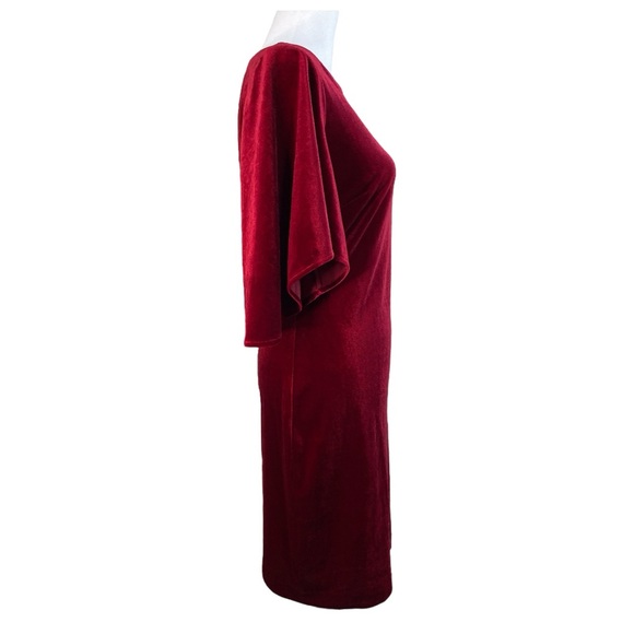 Belle by Badgley Mischka Velvet Sheath Dress Cranberry Red Size 6 - Picture 3 of 9
